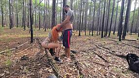 I, a hot redhead, do exhibitionism on the trail that ends in outdoor sex full on red.