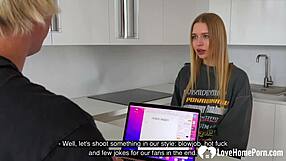 a blonde eager to suck cock in pov