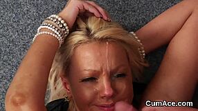 Flirty Honey Gets Cumshot On Her Face Sucking All The Charge