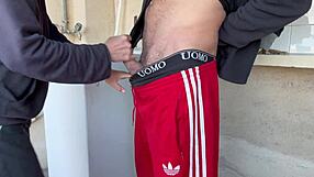 An accidental homemade encounter with the neighbour leads to cum in mouth blowjob in the laundry room