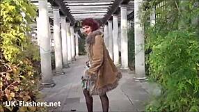 Natural Rose Flashes And Fingers Outdoors In Public Exhibition.