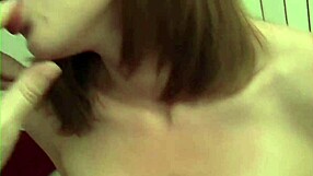 She gazes through her glasses, grabs your ass, and sucks your cock until it explodes.