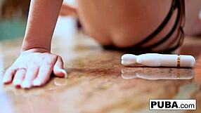 Teen Cutie Elsa Masturbates Nude In Kitchen