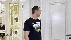 three friends gangbang fucked russian bitch monika fox during break in lotto game with double penetration anal deepthroat and facial