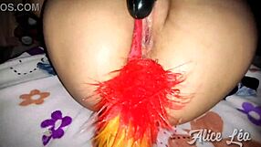 Hey, check out this teen playing with her creamy pussy on red