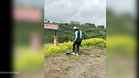 Young Colombian Farm Woman Milks Cock