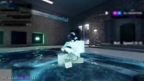 shy girl in pool turns rough with follower