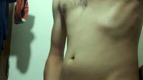 Undressing for solo masturbation in bathroom with big cock