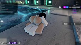 shy girl in pool turns rough with follower