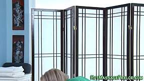 massaging hottie with big cock blowjob handjob and cumshot