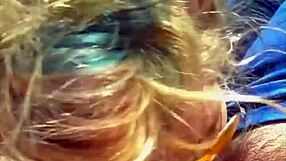 Cheating blonde whore sucks cock and takes facial in public during daytime