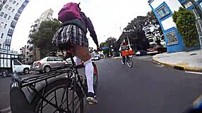 Exposing in miniskirt in the city