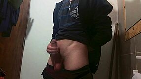 a comfy cock-play in the bathroom