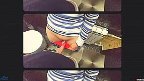 Oh, stranger cums in my panties again in the restaurant toilet!