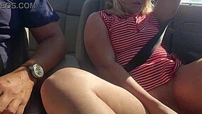 Squirting Hot Blonde Dildo Fucks Herself In Convertible On Highway