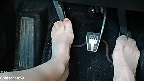 Pumping in birkenstocks with european mature german nylon pantyhose toes close up