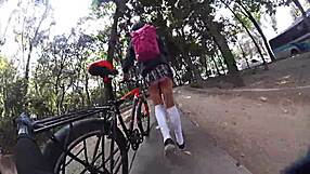 Exposing in miniskirt in the city