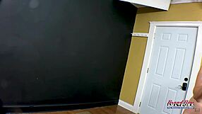 Brunette cutie Sabrina masturbates and sucks a juicy cock to get jizzed.