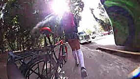 Exposing in miniskirt in the city