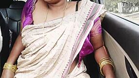 I drove with my Indian aunty in saree, her big boobs tempting me for fucking with dirty talks