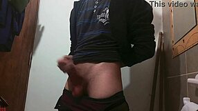 a comfy cock-play in the bathroom