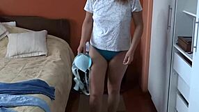 my beautiful stepmother strips in front of me and starts masturbating 😍