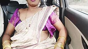 I drove with my Indian aunty in saree, her big boobs tempting me for fucking with dirty talks