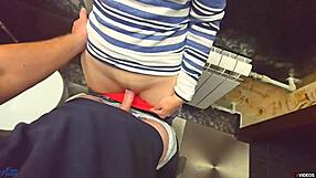 Oh, stranger cums in my panties again in the restaurant toilet!