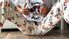 Skinny Teen In Pajamas Teases Small Tits With Masturbation And Squirting