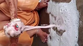 Beautiful Indian Village Bhabhi Bathroom Pissing Porn with Bath