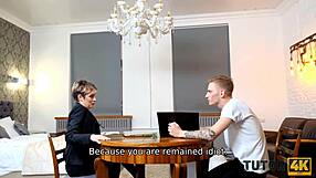 the tutor4k teacher with short hair cheats on her husband with a young disciple in missionary