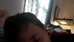 Slut sucks fat cock with boyfriend watching