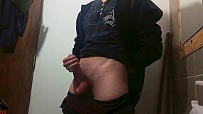 a comfy cock-play in the bathroom