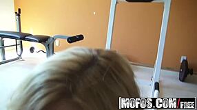 cute blonde feels exposed at gym