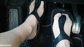Pumping in birkenstocks with european mature german nylon pantyhose toes close up