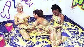 sapphic threesome party with valery summer and kerry louise are milfs who tongue pussy