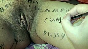 9 months pregnant babe with big boobs gets covered in lewd body writings - pov - milky mari