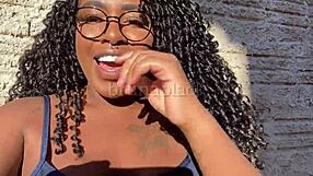 Young black babe masturbating creamy pussy at home joi