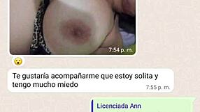 My stepmom gets hot over chat and flashes her big tits outdoors.