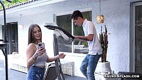 Josie Tucker, busty teen, sucking big cock hard