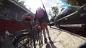 Exposing in miniskirt in the city