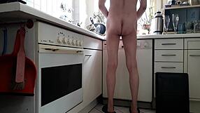 paul naked in the kitchen enjoying nudist beach vibes