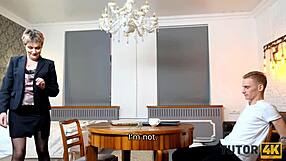 the tutor4k teacher with short hair cheats on her husband with a young disciple in missionary