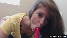 Young girl with small 18+ tits rubs her clit intensely.