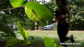 Hot brunette intensely rides cock on private