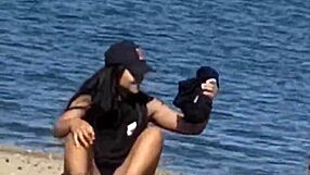 juicy asian on the beach candid hidden teasing playfully with friends