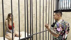 International reporter fucks hot inmate 😏 with blowjob and roleplay in prison scenes.
