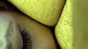 Girl deeply gags on daddy's cock while choking and spitting.