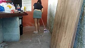 my wife left and the hot short maid grabbed my cock and put it inside her in the house