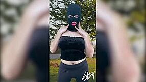 Horny Shemale Masturbates in Public Park